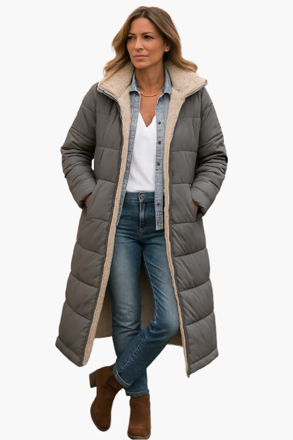 Isla Hooded Puffer Coat | Quilted Relaxed Fit Puffer Coat - Image 7
