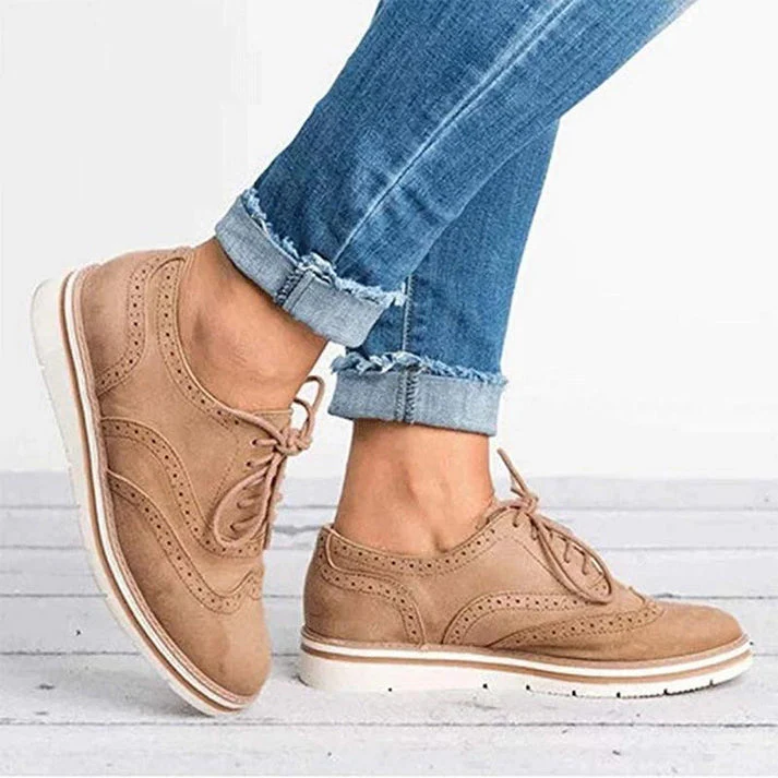 Isla Lace-Up Platform Brogue Trainers | Solid Ankle-Length Trainers - Image 2