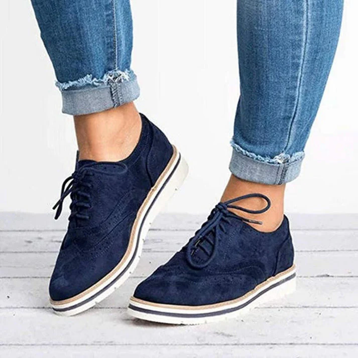 Isla Lace-Up Platform Brogue Trainers | Solid Ankle-Length Trainers - Image 3