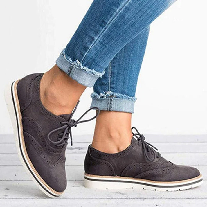 Isla Lace-Up Platform Brogue Trainers | Solid Ankle-Length Trainers - Image 4