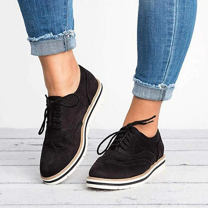 Isla Lace-Up Platform Brogue Trainers | Solid Ankle-Length Trainers - Image 5