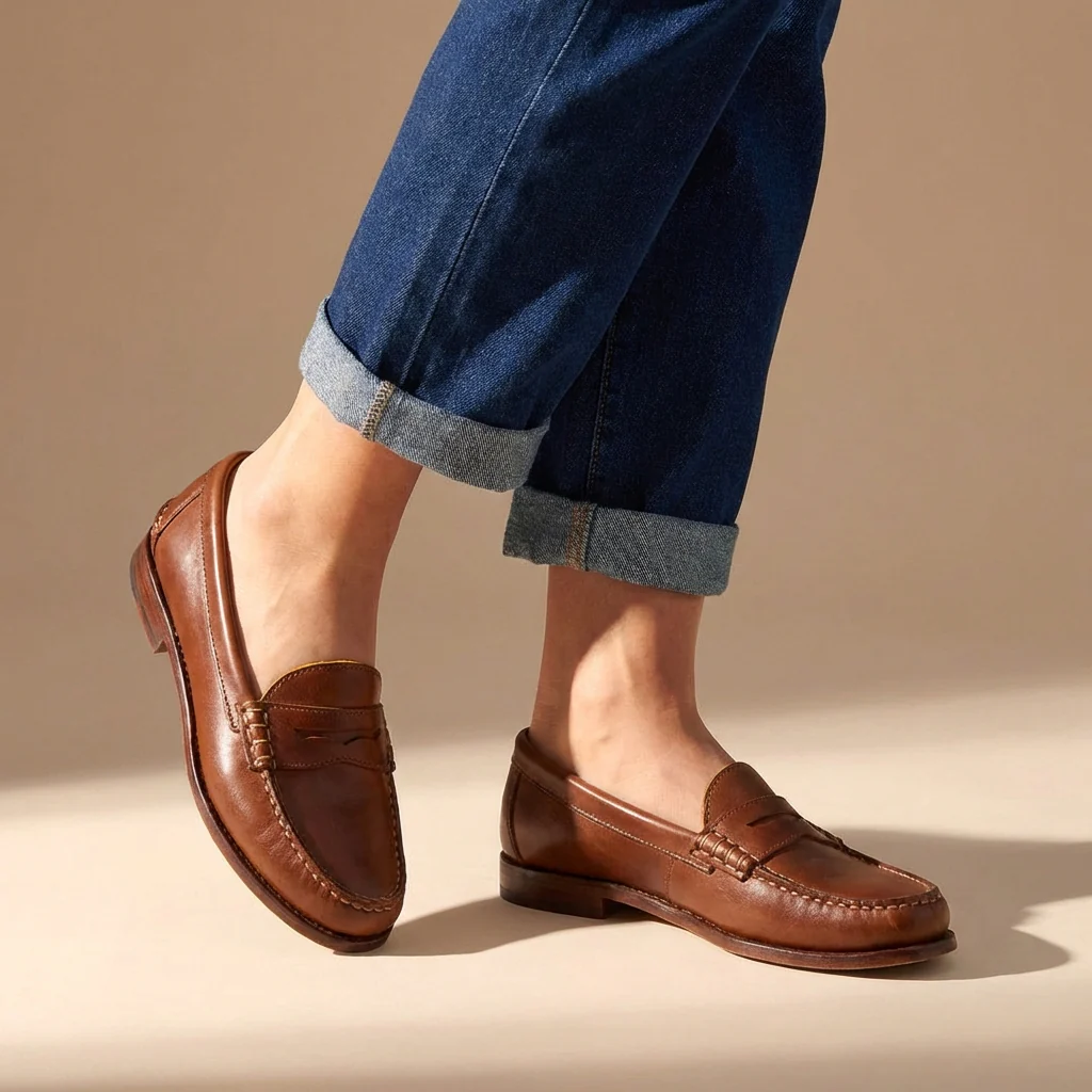 Isla Round Toe Penny Loafers | Slip-On Flat Heel Loafers - Image 3