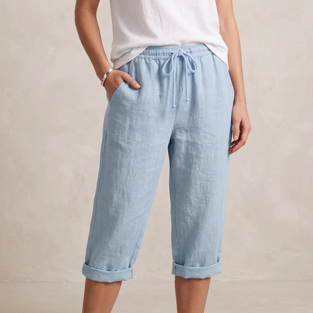 Isla Loose Fit Capri Pants | Drawstring Waist Pockets Capri Pants - Image 5