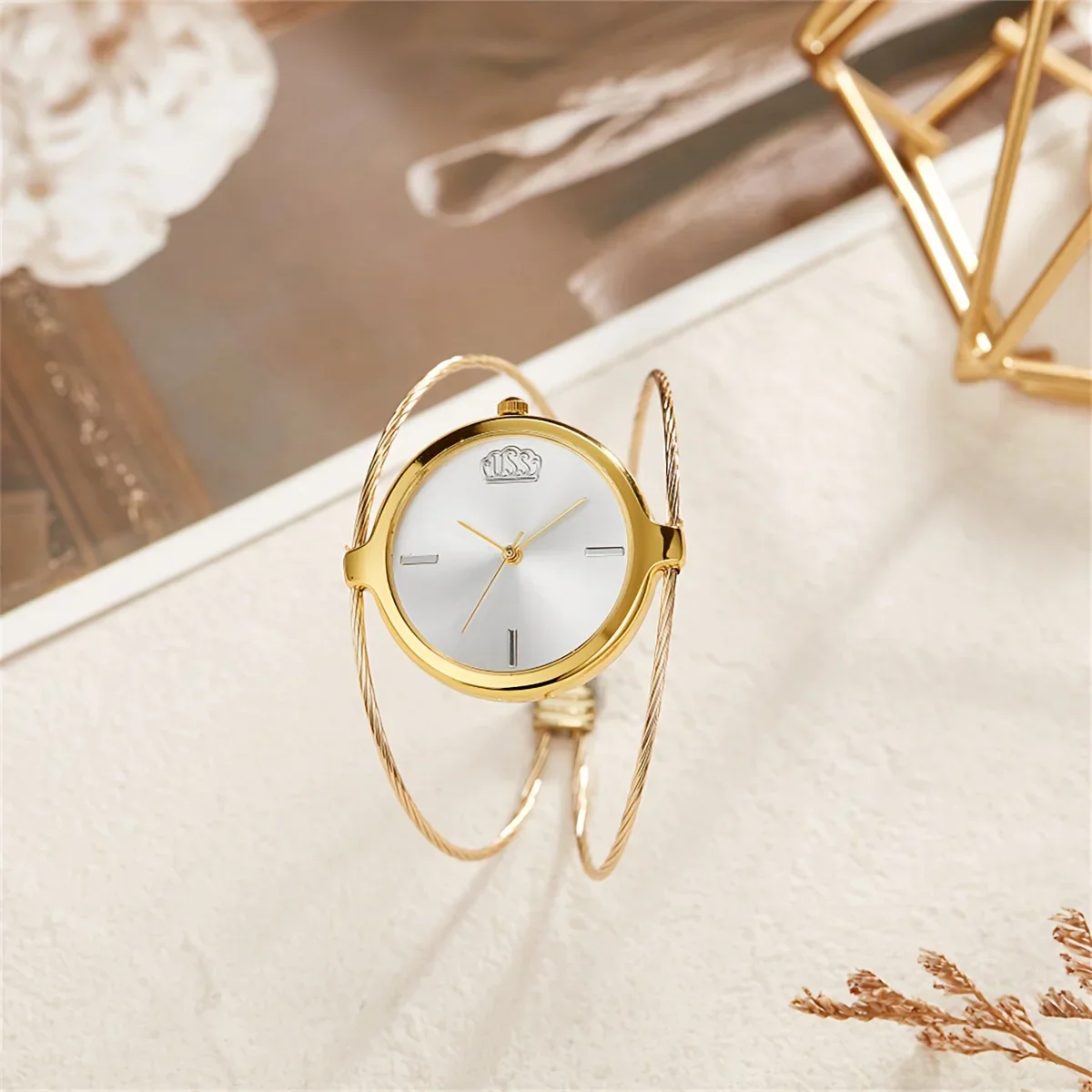 Isla Open Cuff Bangle Watch | Twisted Strap Round Dial Watch - Image 3