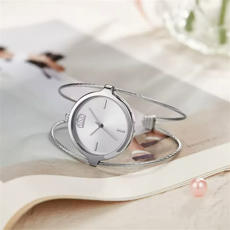 Isla Open Cuff Bangle Watch | Twisted Strap Round Dial Watch - Image 4