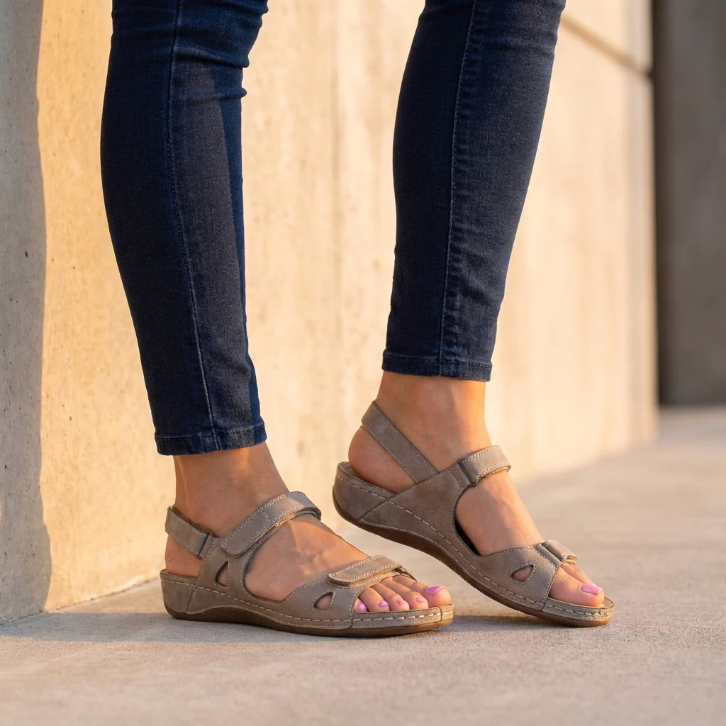 Isla Open-Toe Flat Sandals | Adjustable Straps Sandals - Image 4
