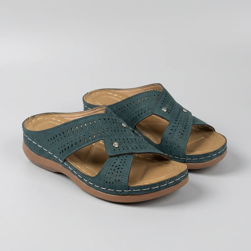 Isla Orthopedic Slip-On Wedge Sandals | Criss-Cross Straps Sandals - Image 7