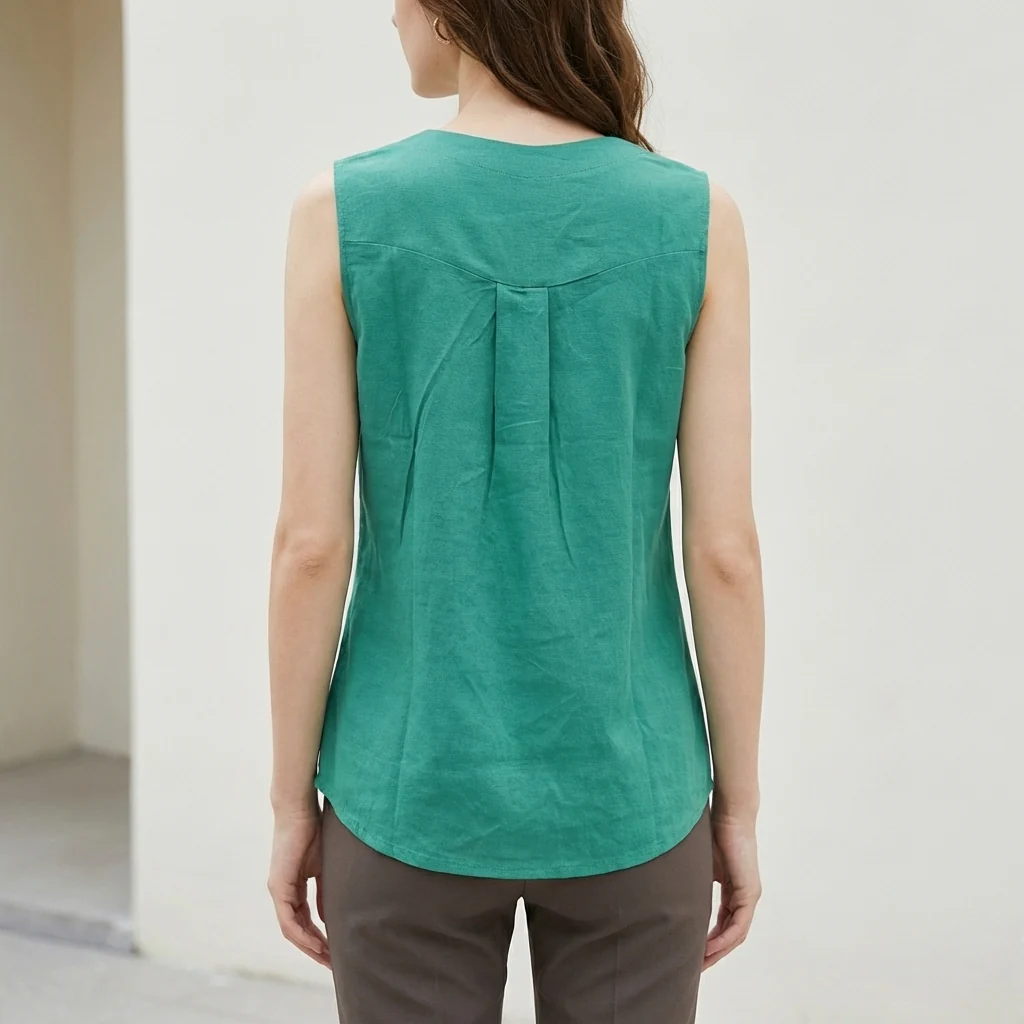 Isla Relaxed Fit Sleeveless Blouse | Collared Button Front Blouse - Image 6