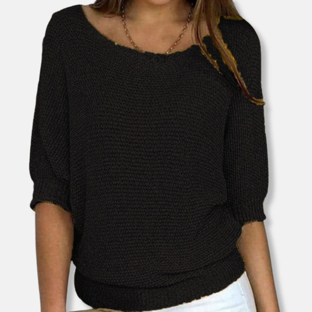 Isla Relaxed Fit Sweater | Scoop Neck Three-Quarter Sleeve Sweater - Image 7