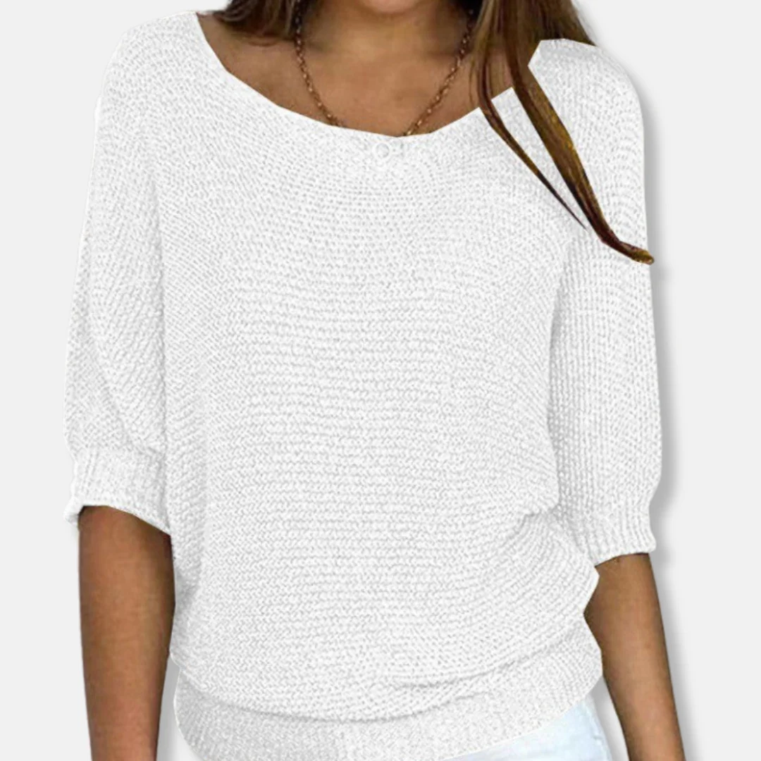 Isla Relaxed Fit Sweater | Scoop Neck Three-Quarter Sleeve Sweater - Image 9