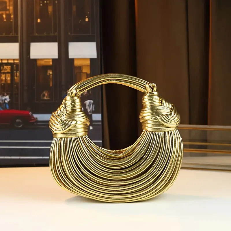 Isla Sculptural Structured Handbag | Knotted Details Curved Handle Handbag