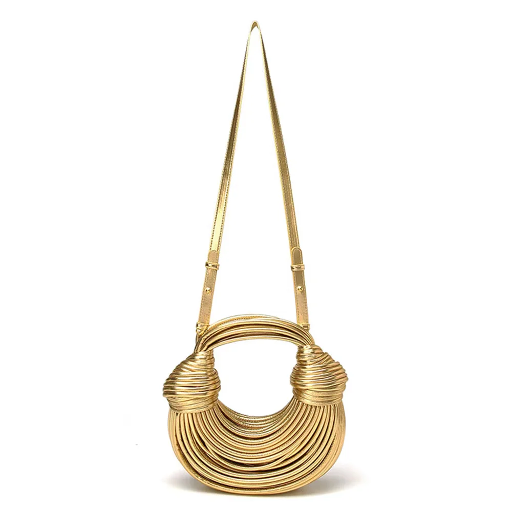 Isla Sculptural Structured Handbag | Knotted Details Curved Handle Handbag - Image 10
