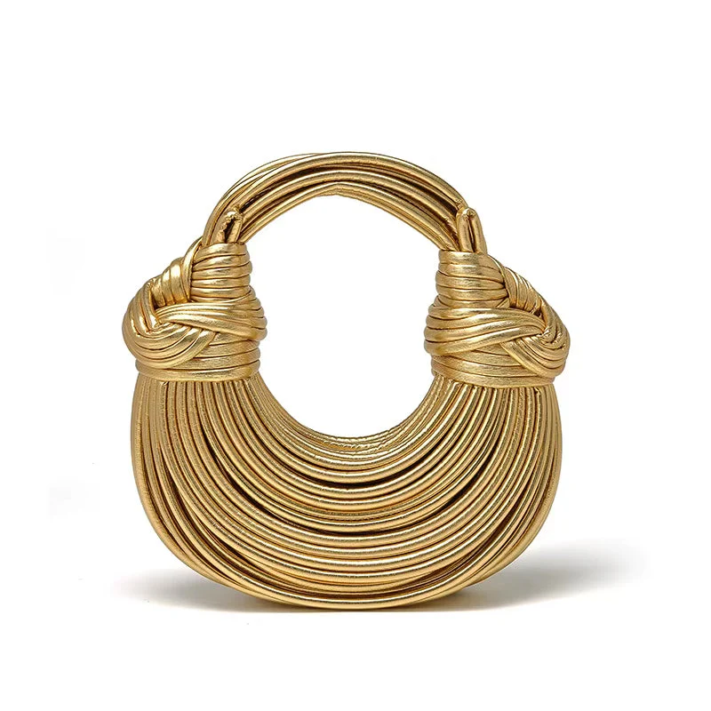 Isla Sculptural Structured Handbag | Knotted Details Curved Handle Handbag - Image 11