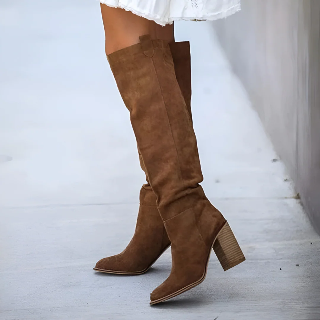 Isla Slouchy Knee-High Boots | Block Heel Relaxed Fit Boots - Image 2