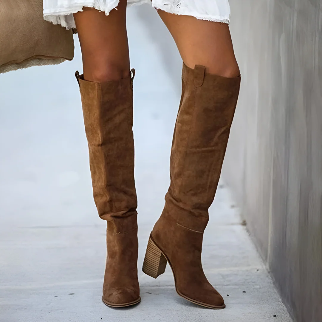 Isla Slouchy Knee-High Boots | Block Heel Relaxed Fit Boots - Image 3