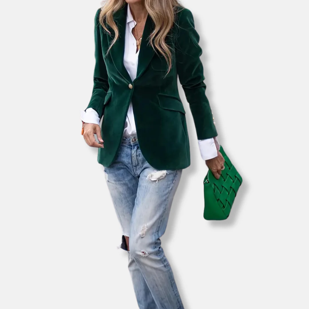 Isla Tailored Blazer | Gold Button Accent Lapel Collar Blazer - Image 14