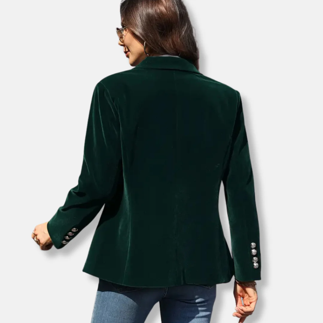 Isla Tailored Blazer | Gold Button Accent Lapel Collar Blazer - Image 15