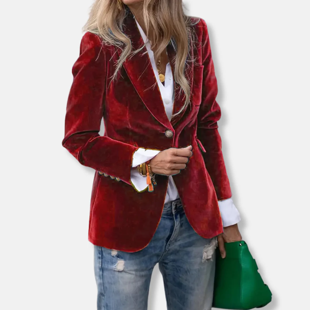 Isla Tailored Blazer | Gold Button Accent Lapel Collar Blazer - Image 16