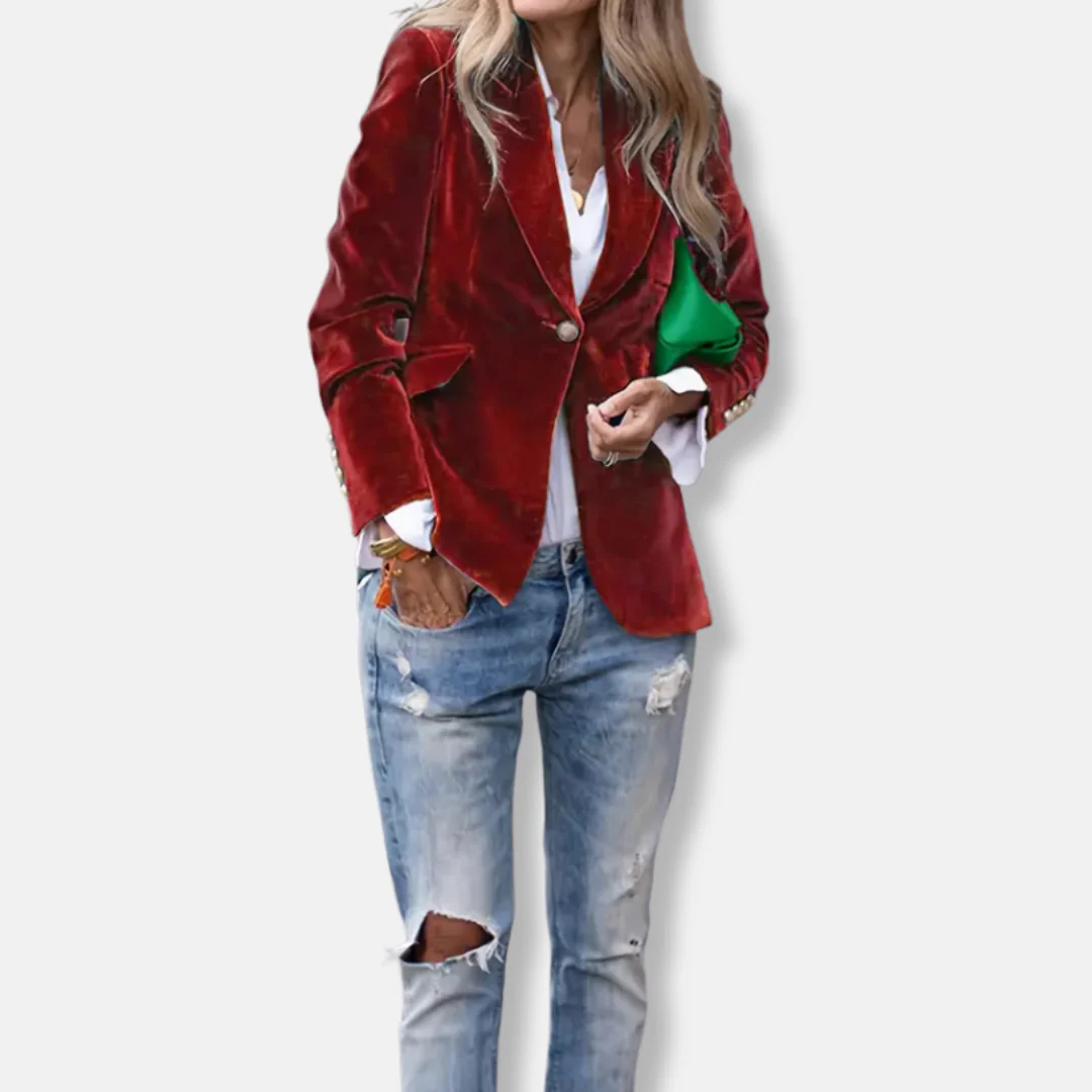 Isla Tailored Blazer | Gold Button Accent Lapel Collar Blazer - Image 18