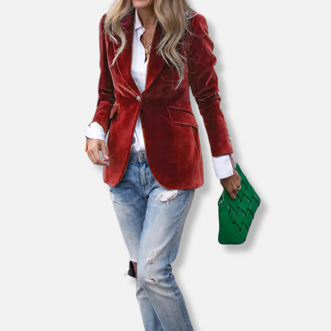 Isla Tailored Blazer | Gold Button Accent Lapel Collar Blazer - Image 19