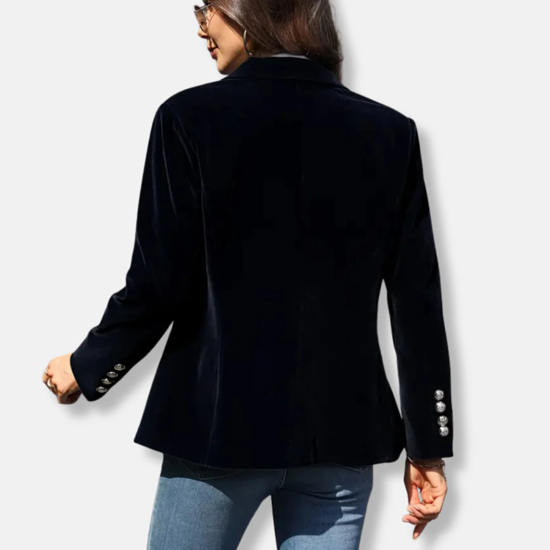 Isla Tailored Blazer | Gold Button Accent Lapel Collar Blazer - Image 5