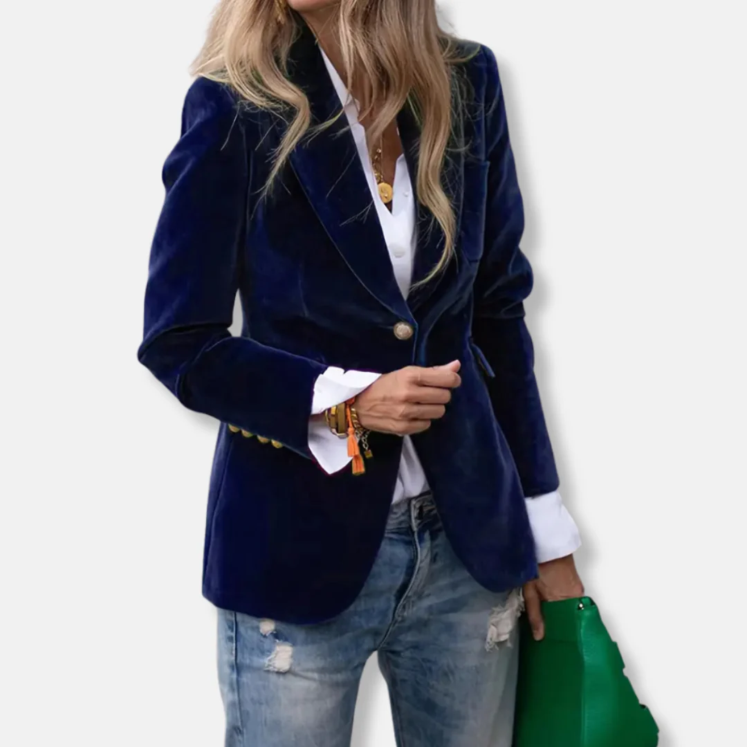 Isla Tailored Blazer | Gold Button Accent Lapel Collar Blazer - Image 6