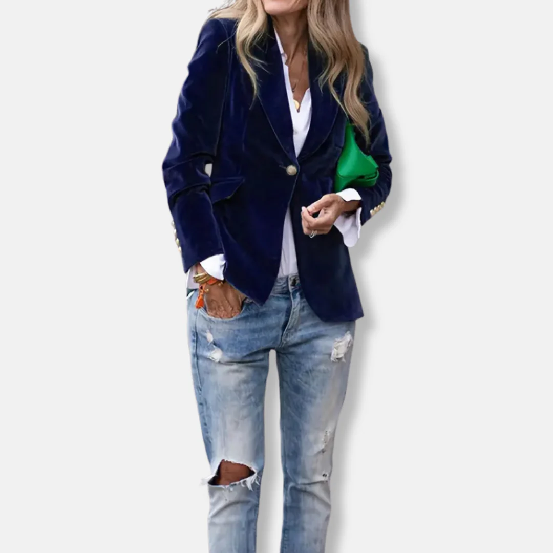 Isla Tailored Blazer | Gold Button Accent Lapel Collar Blazer - Image 7