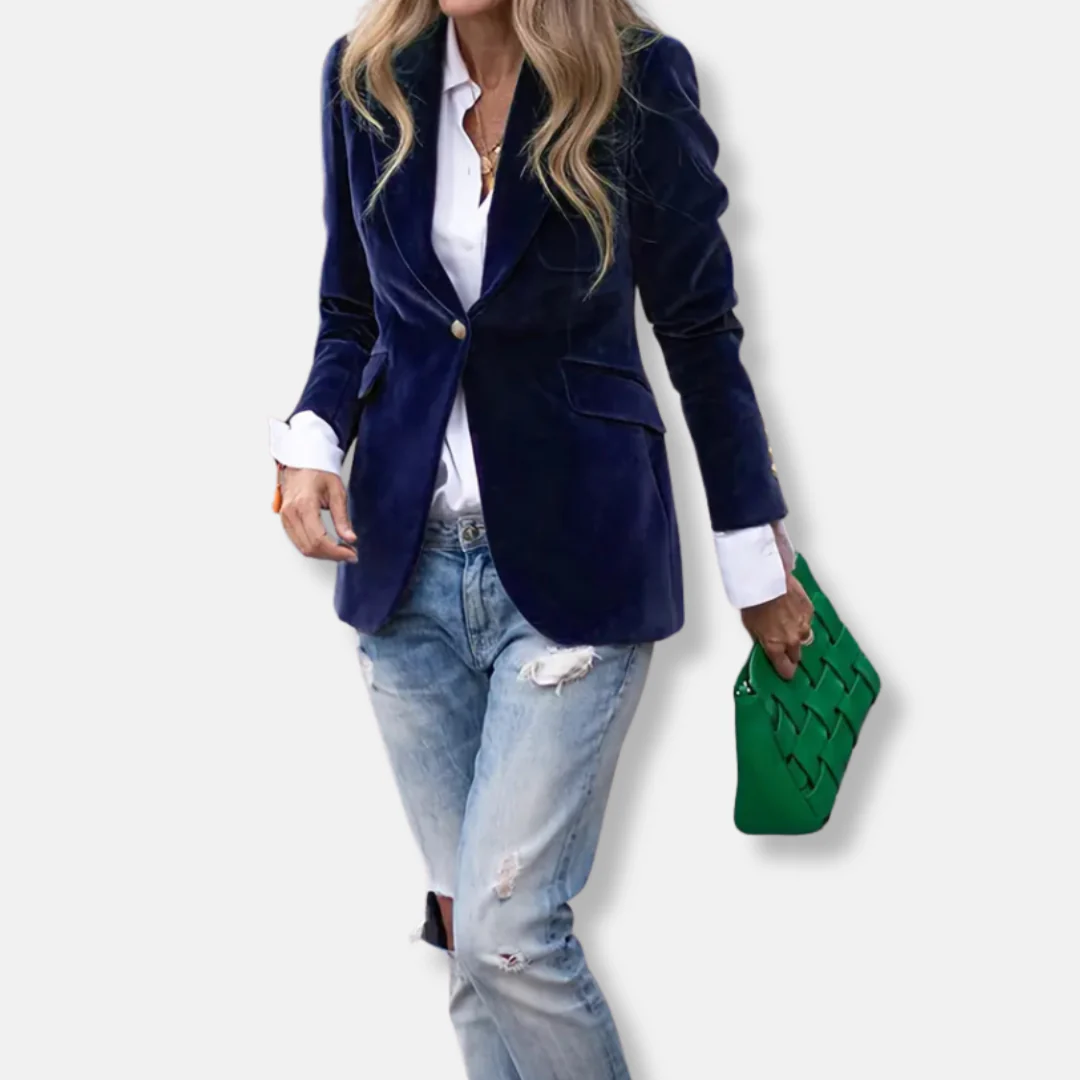 Isla Tailored Blazer | Gold Button Accent Lapel Collar Blazer - Image 9