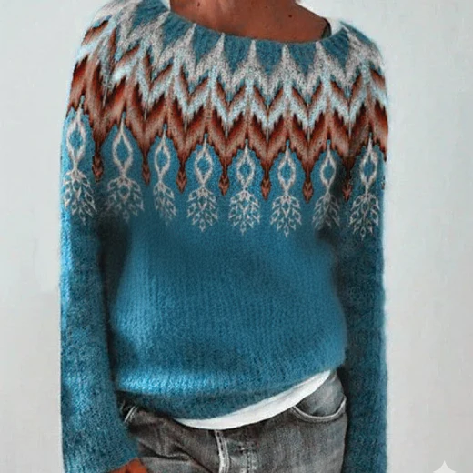 Isla Knit Sweater | Fair Isle Boat Neck Sweater - Image 5