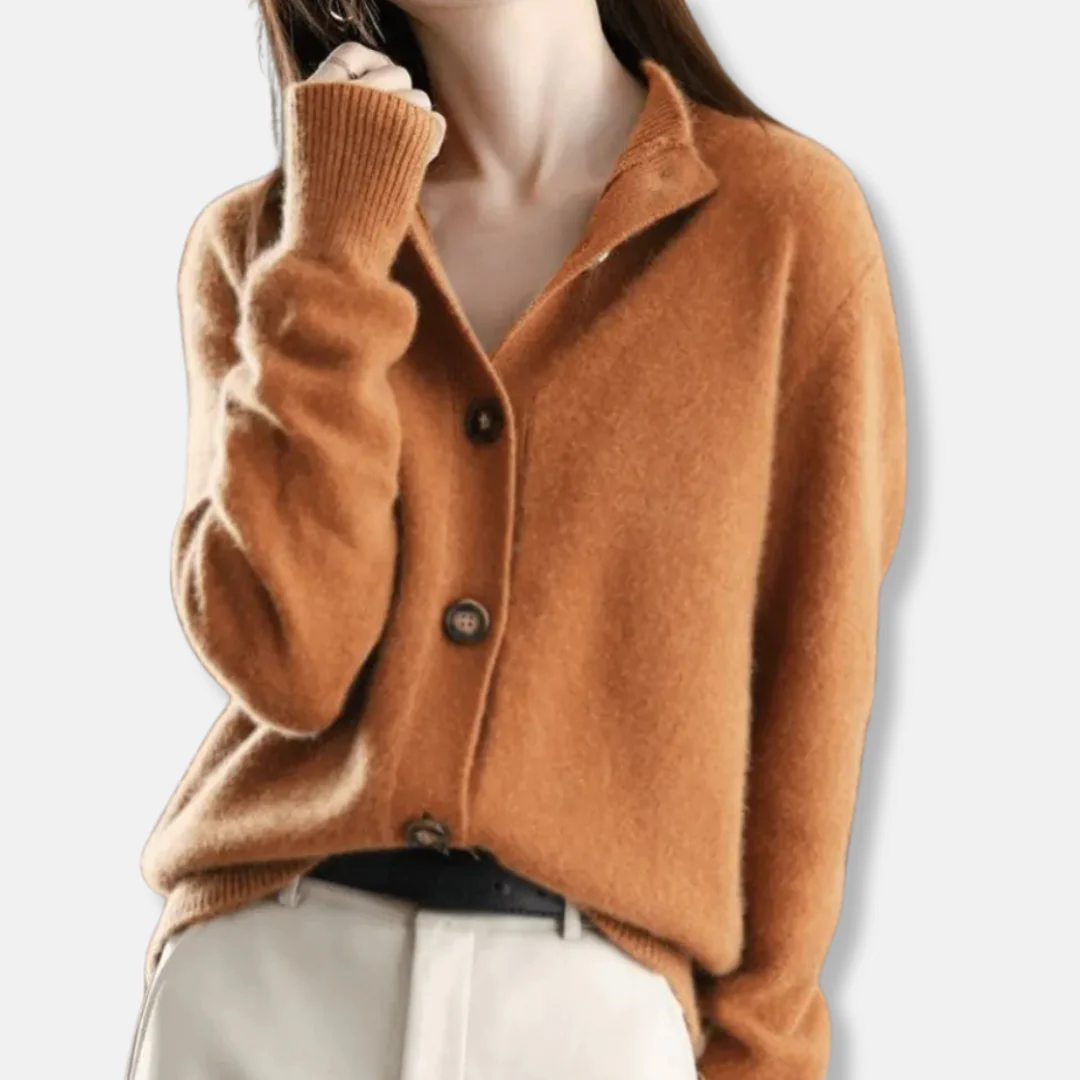 Isla Relaxed Fit Cardigan | Collared Button Front Cardigan - Image 3