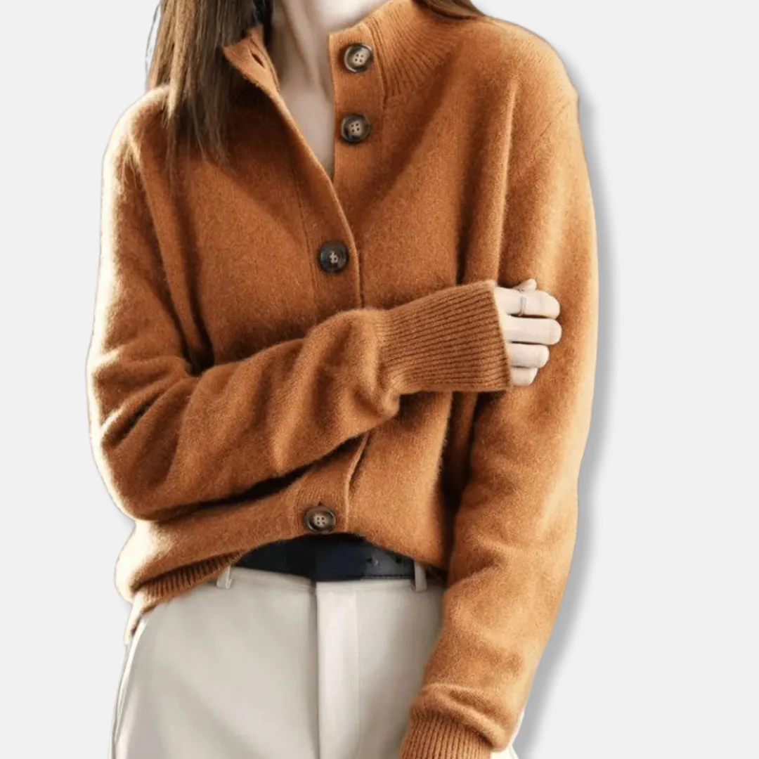 Isla Relaxed Fit Cardigan | Collared Button Front Cardigan - Image 4
