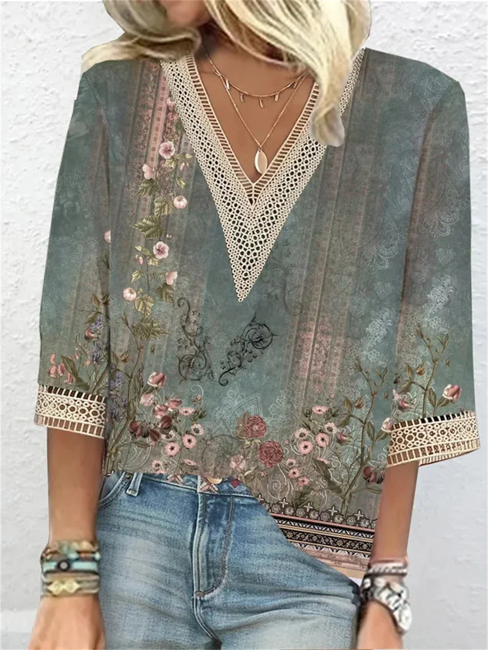 Isobelle Blouse | Stylish V-Neck Blouse with Lace Trim - Image 3