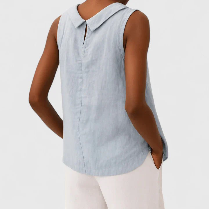 Ivy Relaxed Fit Sleeveless Top | Roll Collar Sleeveless Top - Image 6