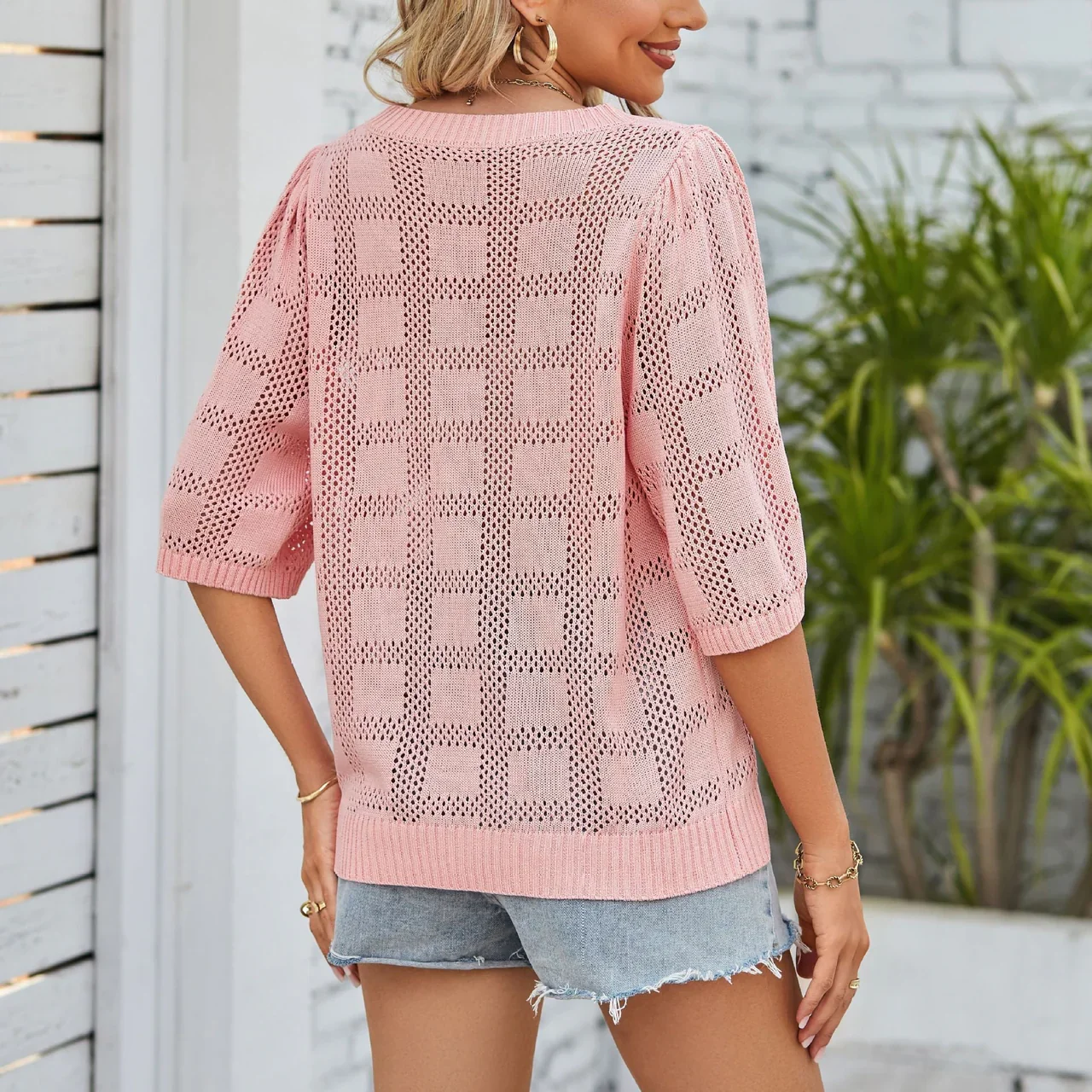 Izzy Top | Elegant Lightweight Knit Pattern Shirt - Image 2