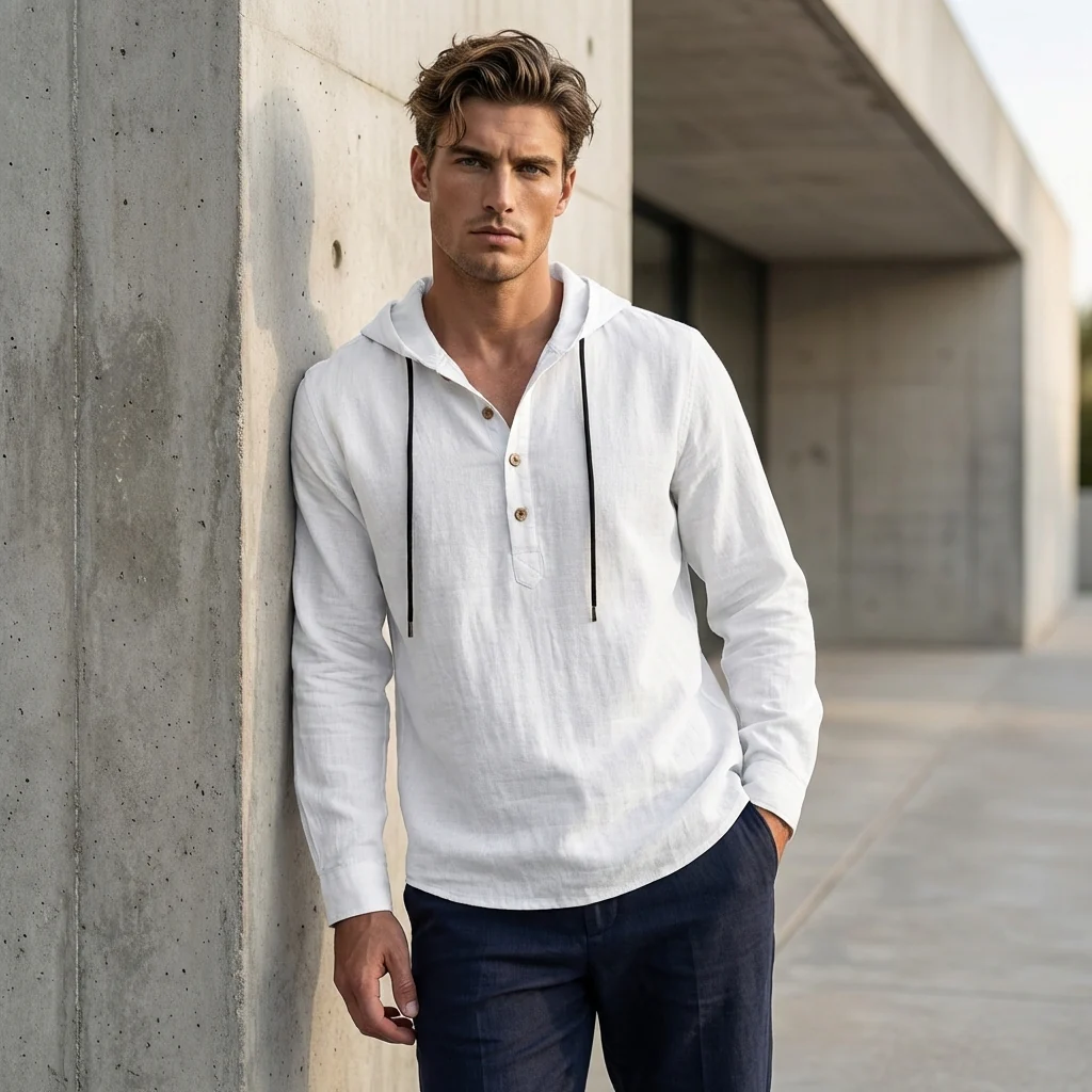 Jack Relaxed Fit Hoodie Shirt | Hooded Button Placket Shirt - Image 2