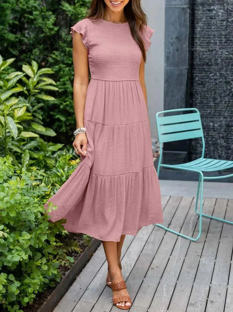 Jazmine Dress | Summer Casual Sleeveless Smocked Dress - Image 4