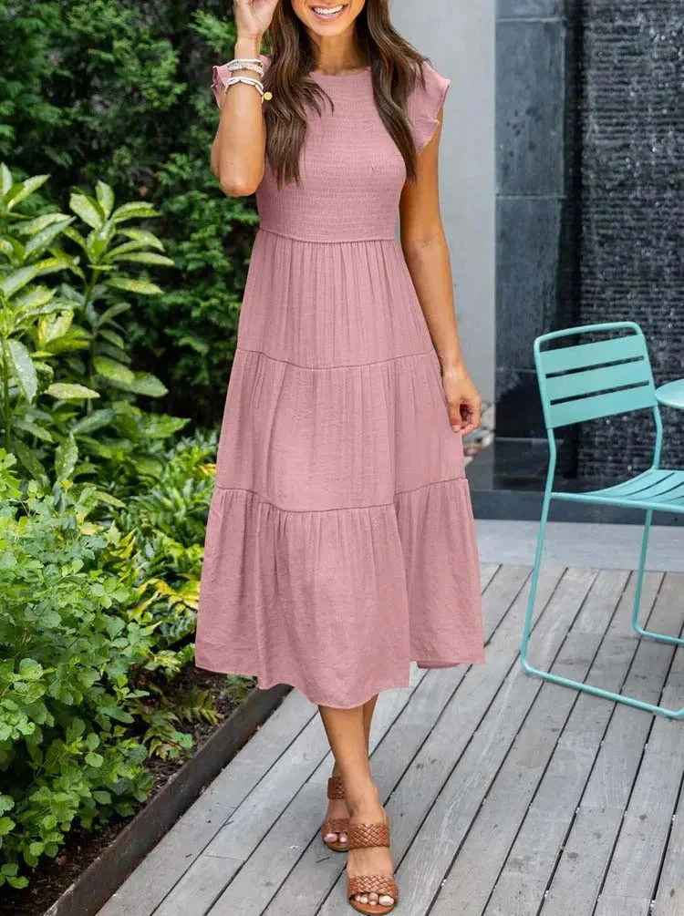 Jazmine Dress | Summer Casual Sleeveless Smocked Dress - Image 5