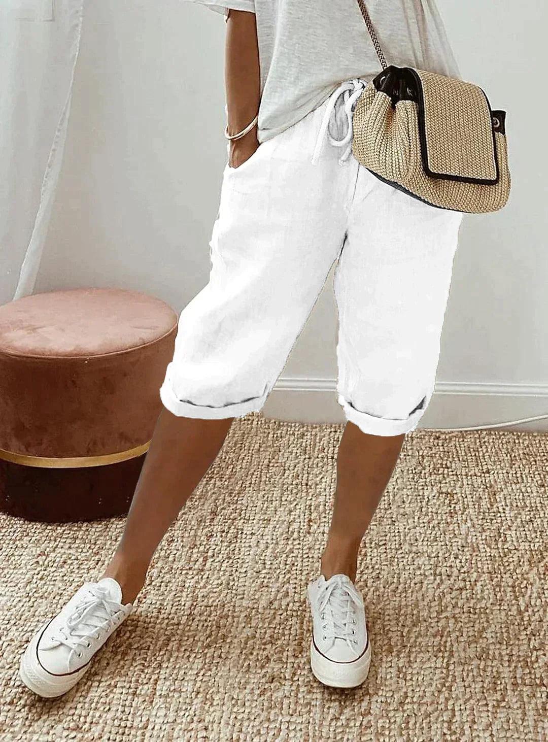 Jannah Pants | Loose Fit Linen Capri Pants - Image 3