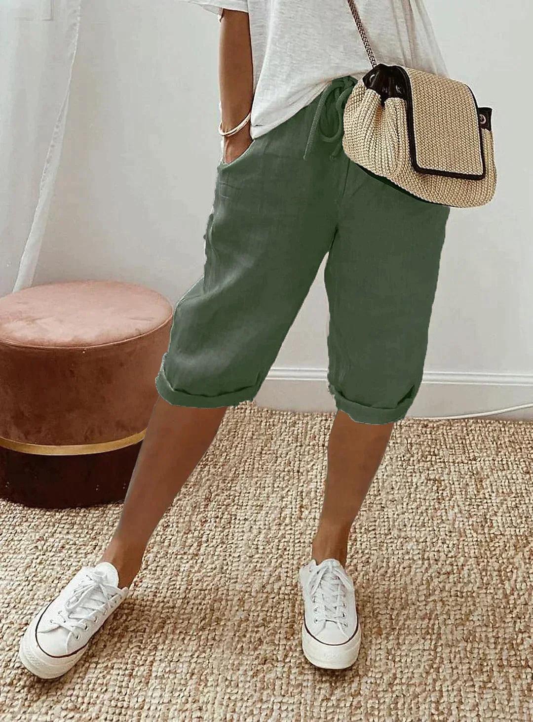 Jannah Pants | Loose Fit Linen Capri Pants - Image 4
