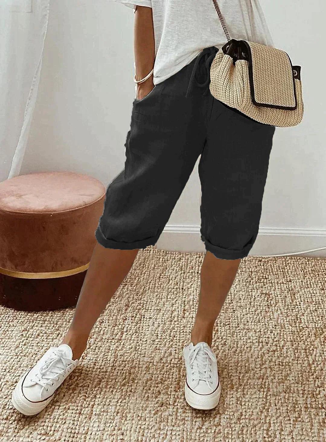 Jannah Pants | Loose Fit Linen Capri Pants - Image 5