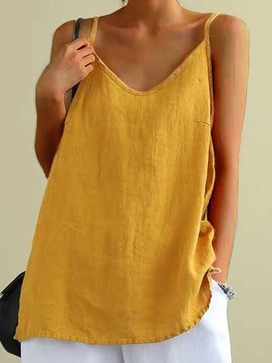 Jannat Top | Spaghetti Strap Summer Linen Top - Image 3