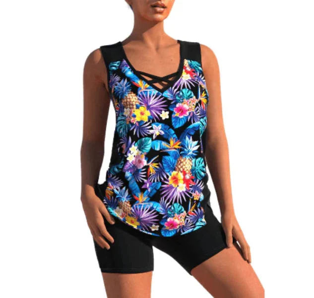Jorja Tankini Set | Summer Geometric V-Neck Tankini Set - Image 5