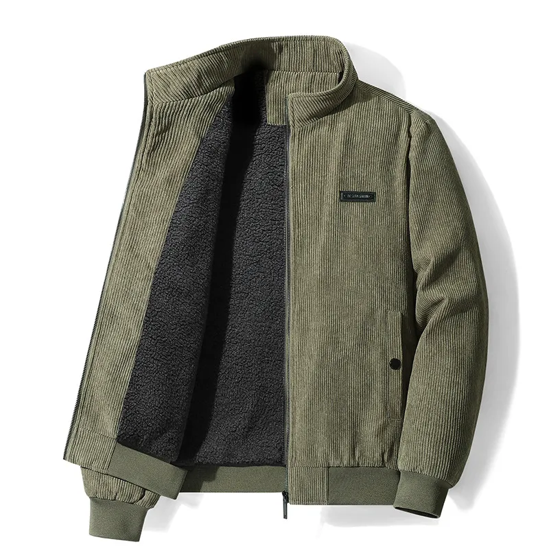 Joshua Corduroy Lined Winter Jacket | Stand Collar Zip Closure Jacket - Image 3