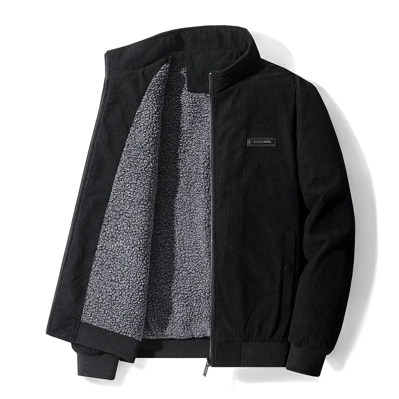 Joshua Corduroy Lined Winter Jacket | Stand Collar Zip Closure Jacket - Image 4