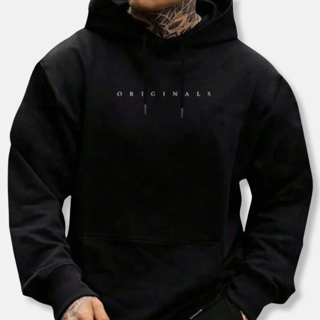 Joshua Relaxed Fit Pullover Hoodie | Embroidered Drawstring Hood Pullover Hoodie