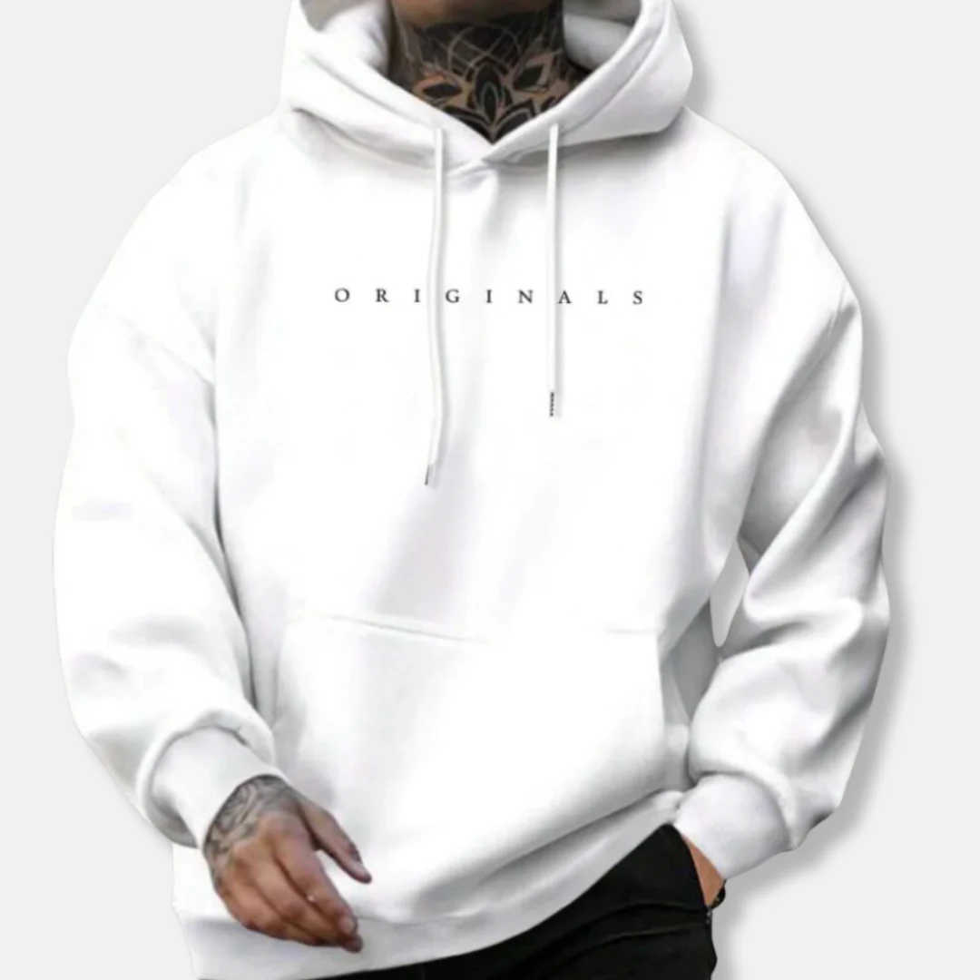 Joshua Relaxed Fit Pullover Hoodie | Embroidered Drawstring Hood Pullover Hoodie - Image 2