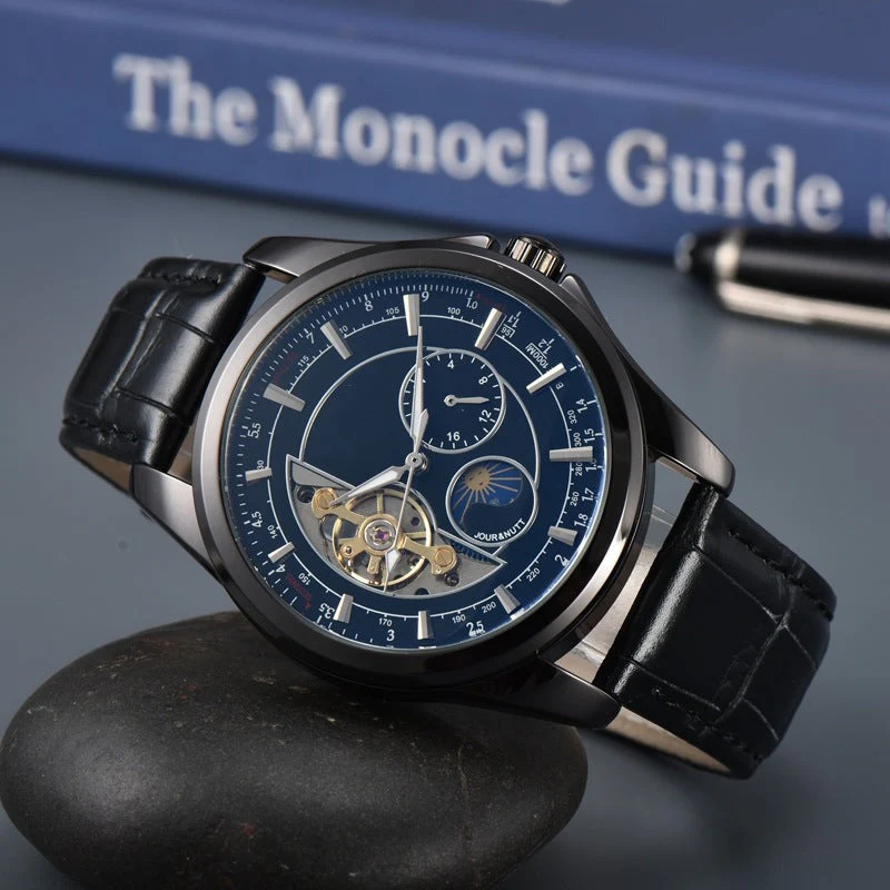 Joshua Vintage Round Case Watch | Open Heart Dial Moon Phase Watch - Image 5
