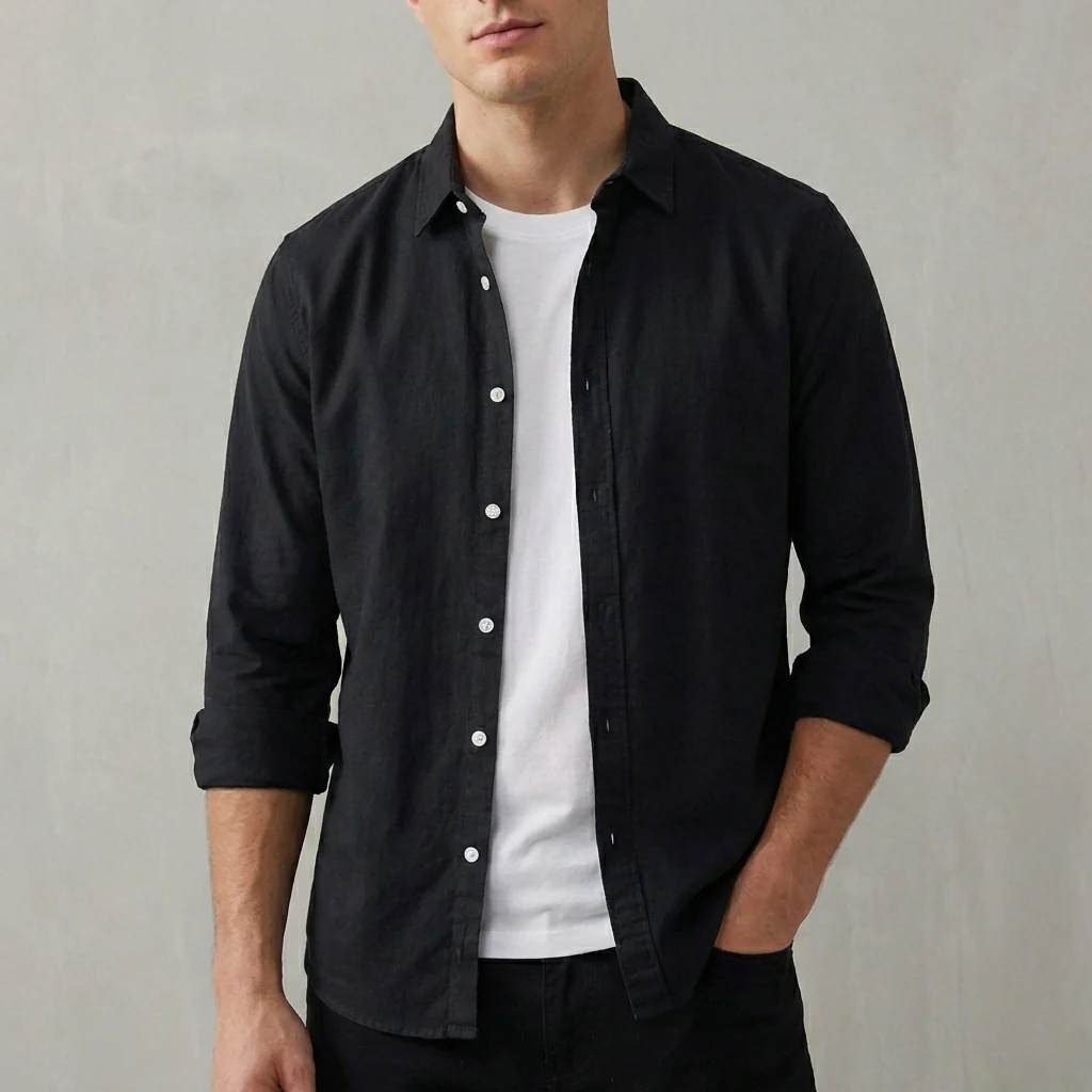 Joshua Relaxed Fit Button-Up Shirt | Collared Long Sleeve Shirt - Image 4