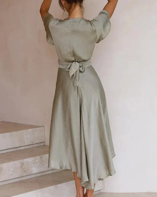Karis Dress | Elegant V-neck with Flutter Sleeves - Image 4