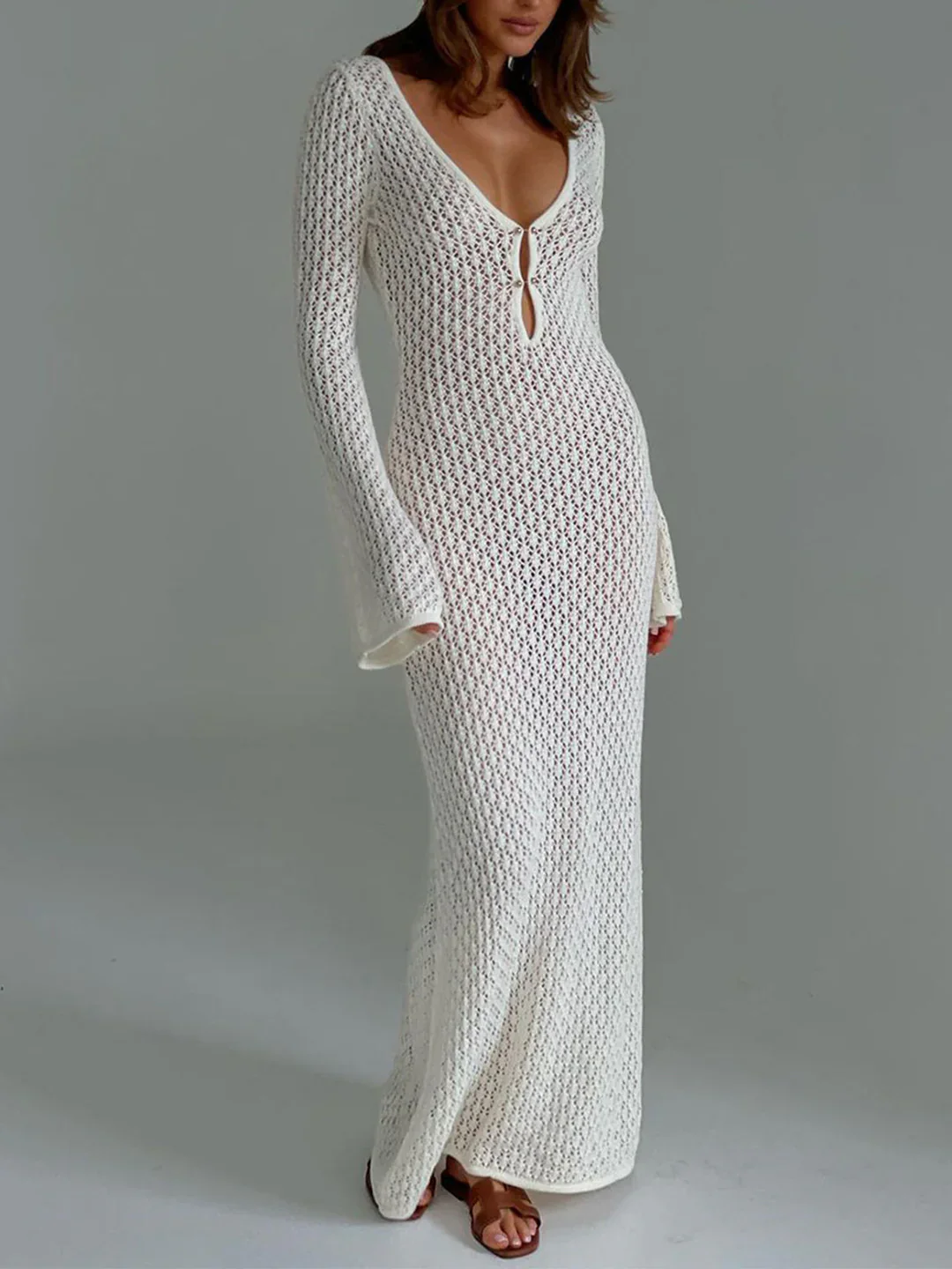 Karly Dress | Crochet Bell Sleeve Summer Maxi Dress - Image 3